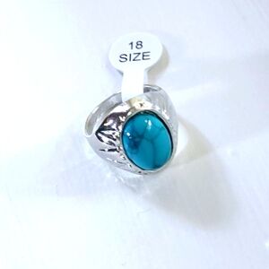 OCEAN BLUE HOWLITE POLISHED CABECHON NEW STAINLESS SILVER FOREVER SIZE 8 RING